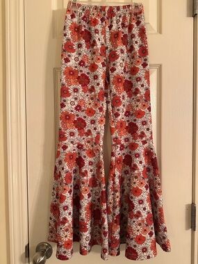 Girl’s SHEIN Floral Bell Bottoms Flare Pants 70s Decade Size 10
